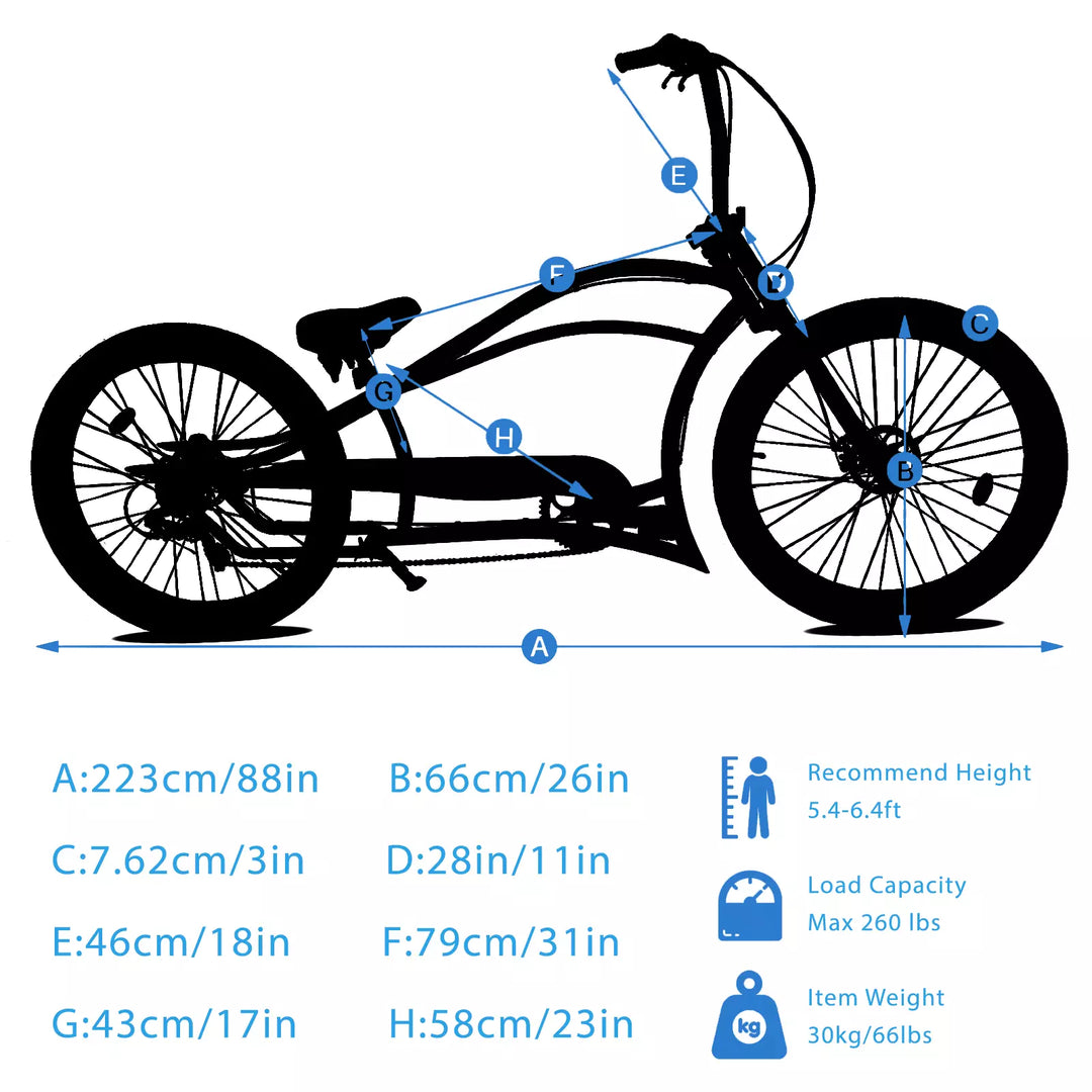 Micargi Boston GT7 Stretch Cruiser Bicycle