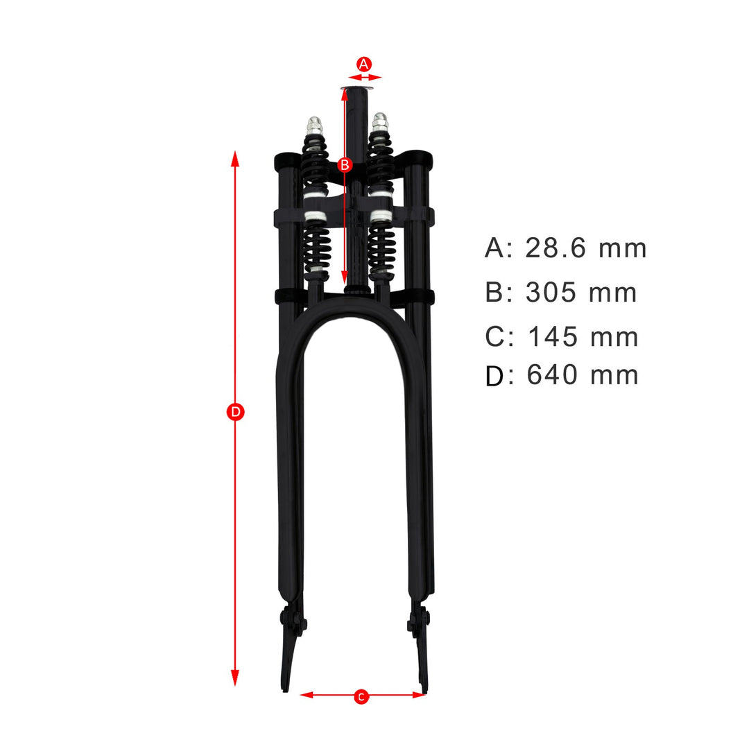 Micargi FK-GTS640305145D8 26'' Over and Under Dual Spring Adjustable Classical Fork for Disc Brake 1-1/8" (28.6mm)