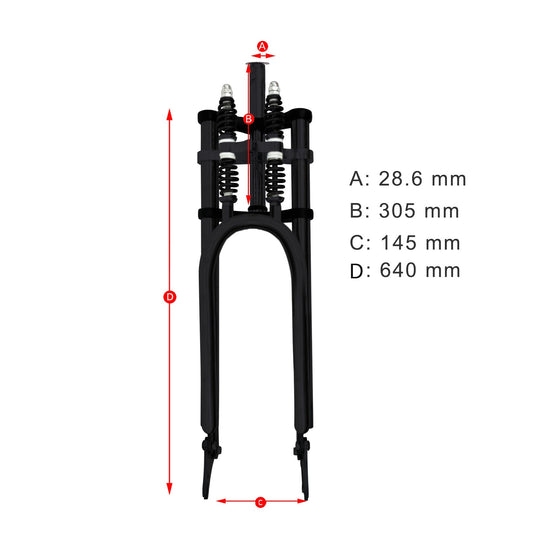Micargi FK-GTS640305145D8 26'' Over and Under Dual Spring Adjustable Classical Fork for Disc Brake 1-1/8" (28.6mm)