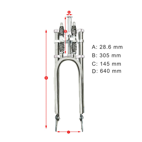 Micargi FK-GTS640305145D8 26'' Over and Under Dual Spring Adjustable Classical Fork for Disc Brake 1-1/8" (28.6mm)
