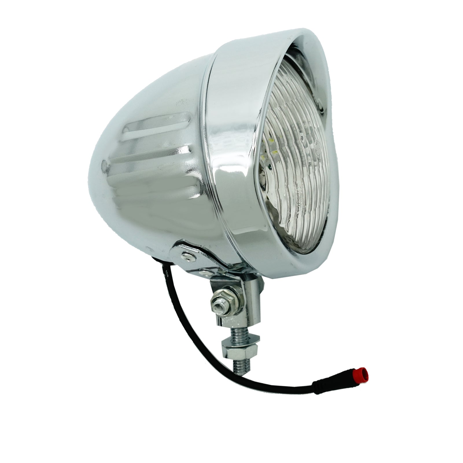 KILEY Chrome Metal Bicycle Headlight – LED, Hi-Lo Beam, Flashing – Old School Style